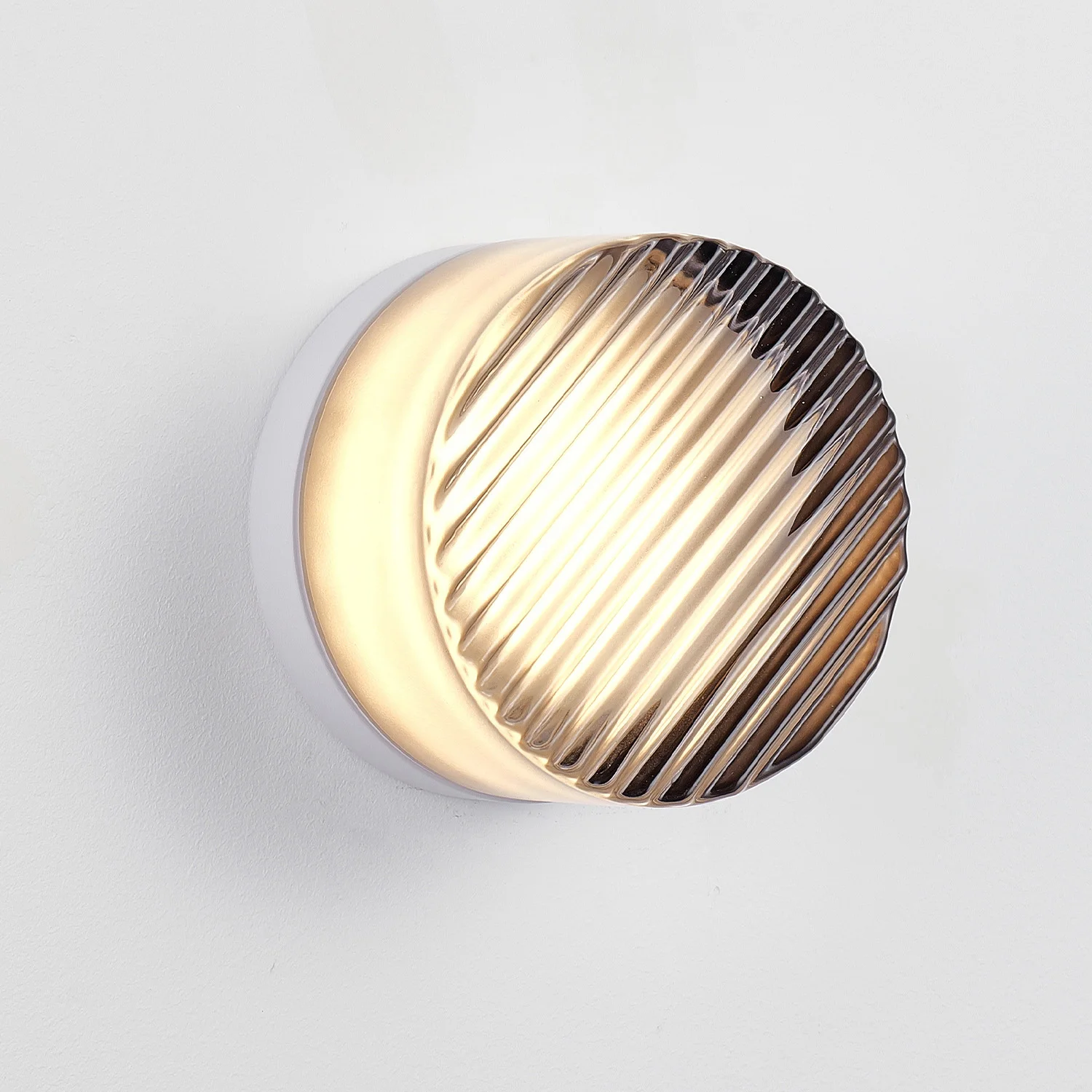 ARLGSITE 5.1-inch Smoky Gray Bathroom Wall Light with a Simple, Thick, Corrugated Glass Shade  An Ideal Choice for Home Decor
