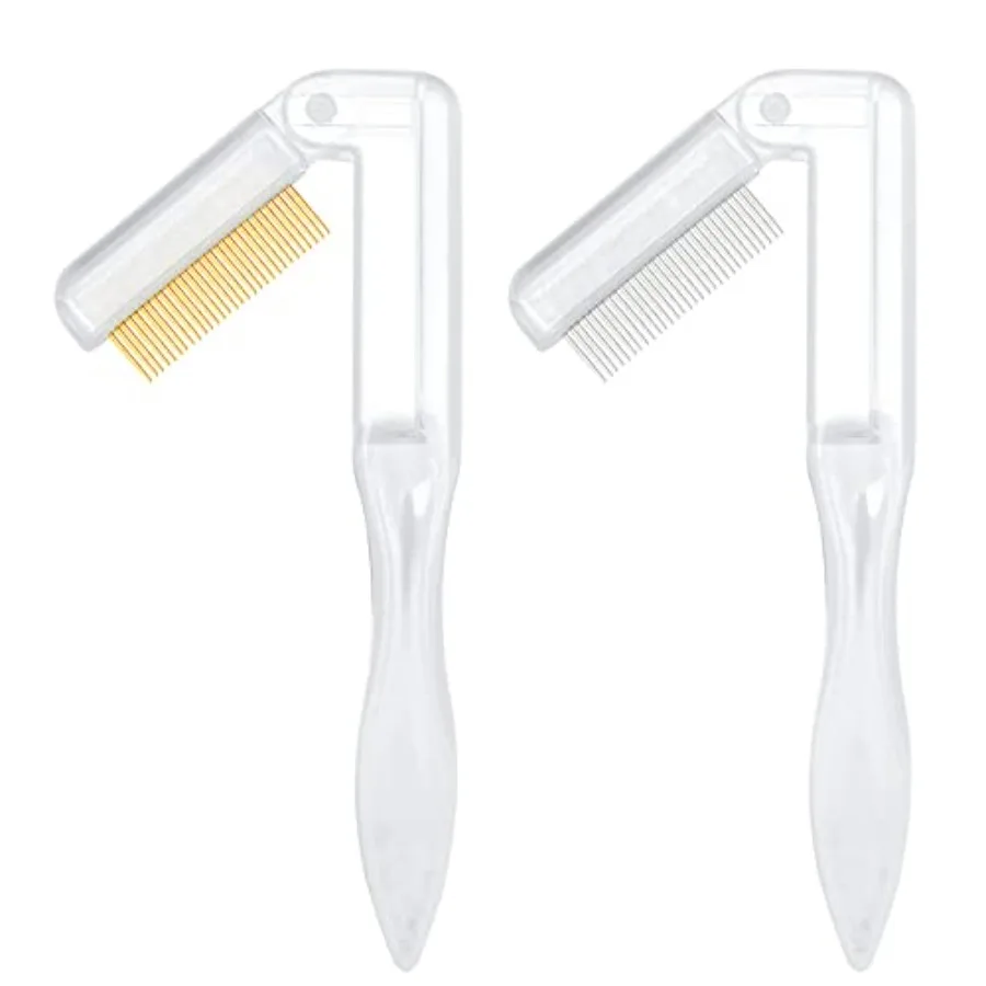 

2PCS Folding Eyelash Comb, Eyelash Separator Tool, White Eyebrow Comb Metal Teeth, Eyelash Brush Tool for Lash and Brow