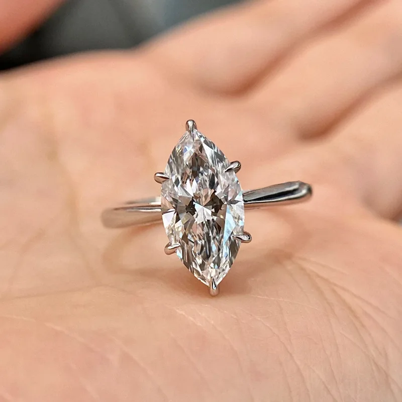 

Стерлингового Серебра 925 пробы, огранка «маркиза», 7*14 мм, лабораторный сапфир, бриллиант, муассанит, свадебное обручальное кольцо для женщин, ювелирные изделия, оптовая продажа