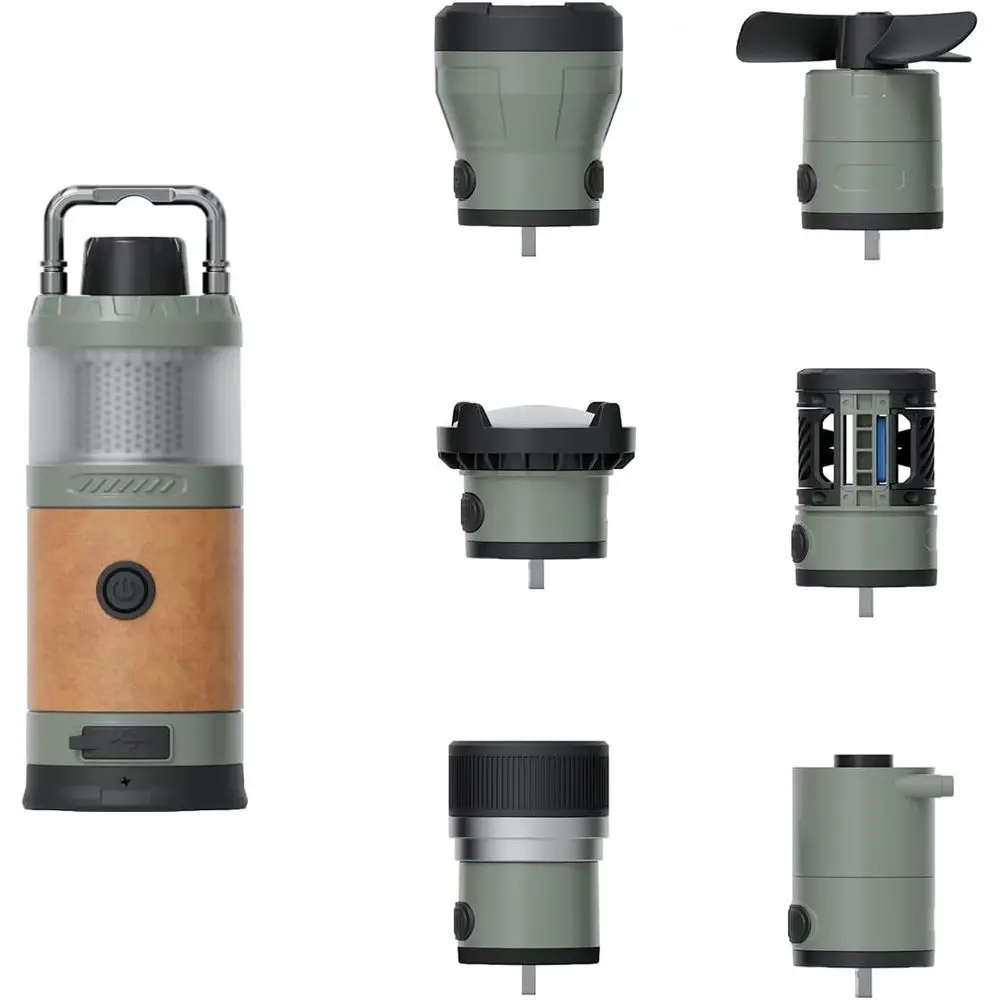 

Многофункциональный кемпинговый фонарь 7-в-1, перезаряжаемый, 5000 мАч, 500 лм, водонепроницаемый IPX4, Bluetooth, портативный, для кемпинга.