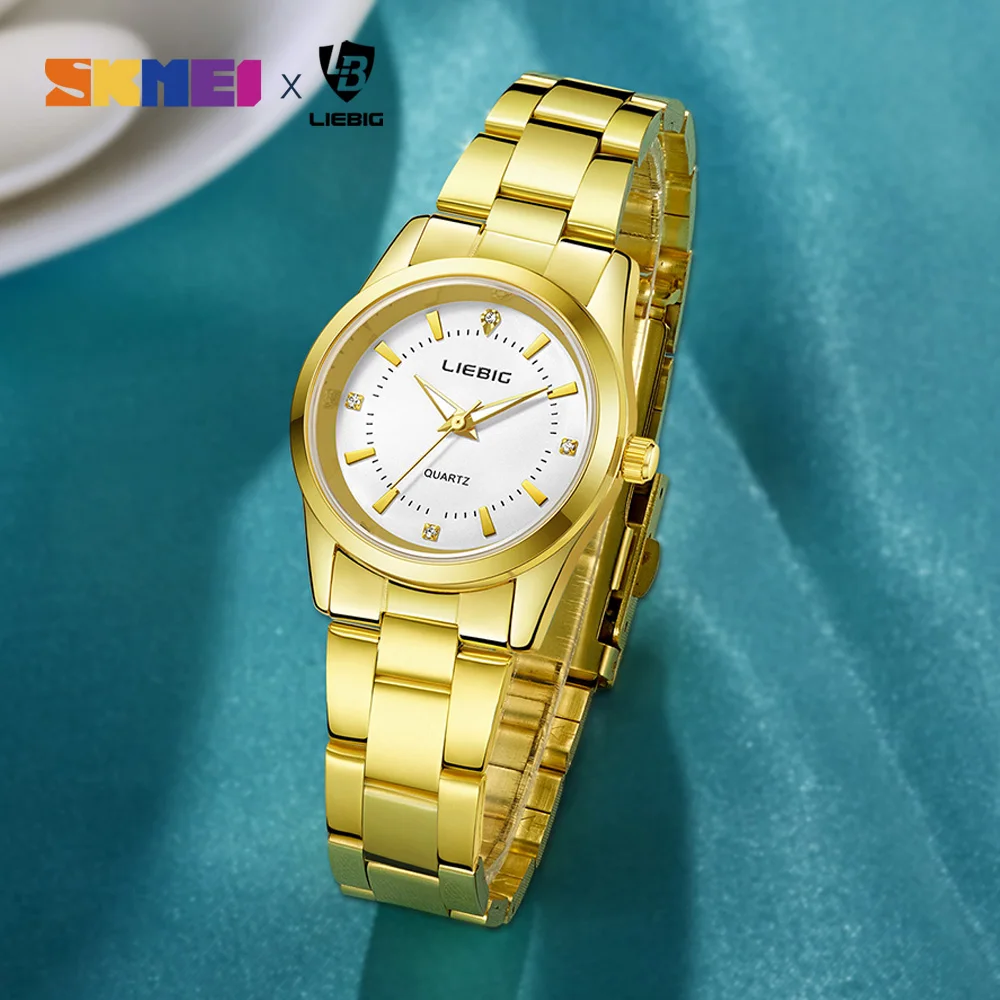 2022 Fashion Golden Quartz Watches Women Luxury Full Steel Strap Waterproof Girls Wristwatch Ladies Clock Relogio hombre L4005