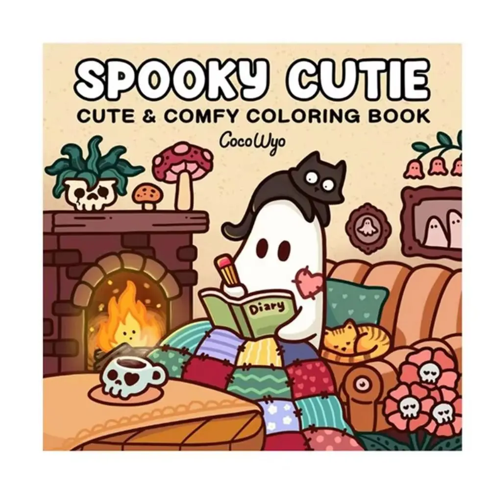 

Spooky Cutie Coloring Book For Adults And Teens Featuring Adorable Creepy Creatures In Cozy Hygges Moments For Relaxation