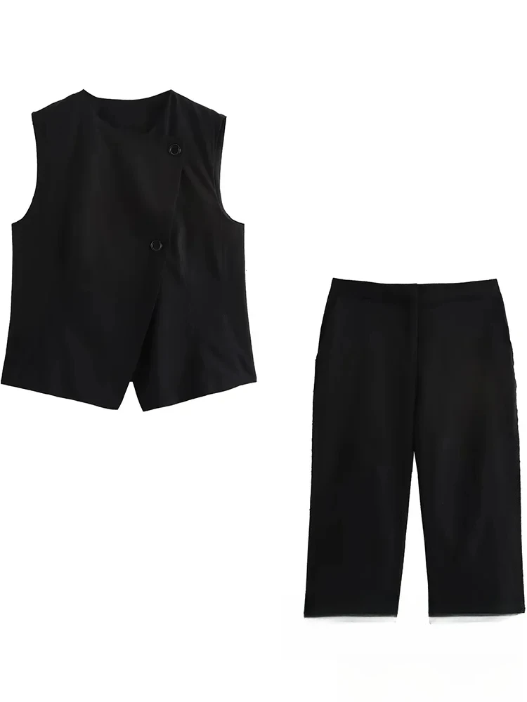 

KONDALA винтажный офисный женский костюм, женский однотонный однобортный пиджак с круглым вырезом на молнии, прямые шорты, модный комплект осени и зимы 2024, осень-зима