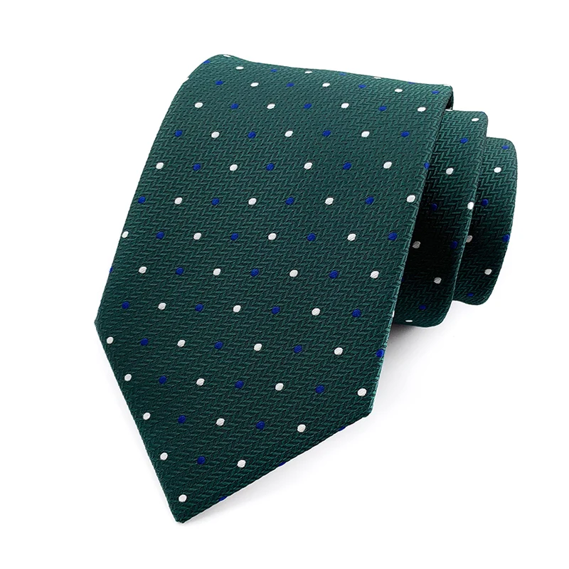 Fashion 8CM Mens Necktie Polka Dot Stripes Paisley Ties For Man Jacquard Woven Ascot Green Color Business Party Accessories