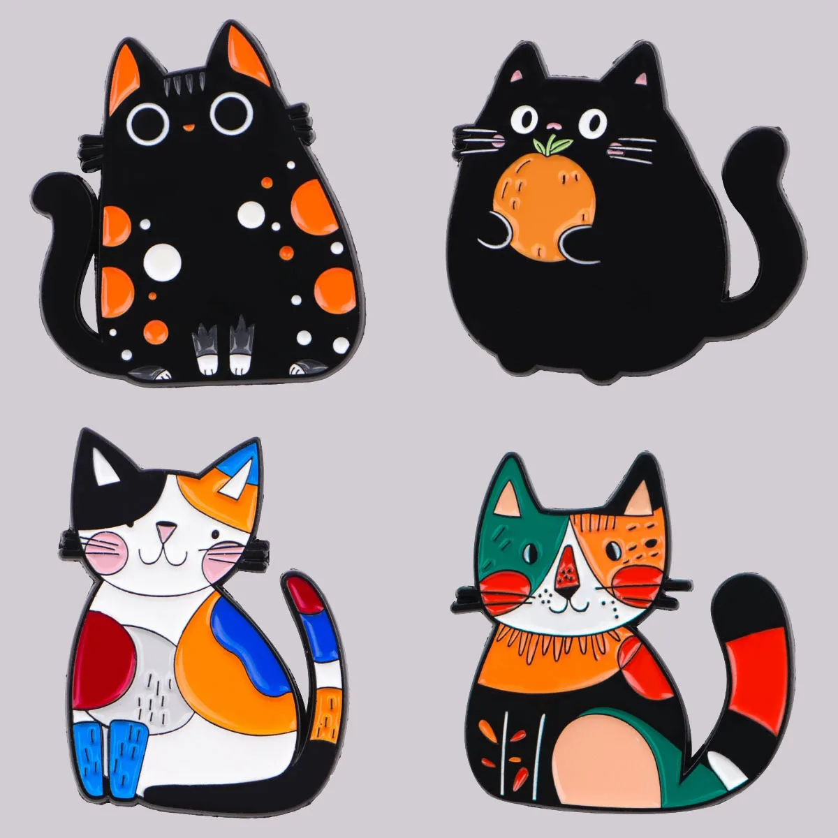 Colorful Cats Enamel Pin Cartoon Brooch Pines Animal Lapel Pins Badge on Backpack Clothing Accessories Art Jewelry Friends Gifts