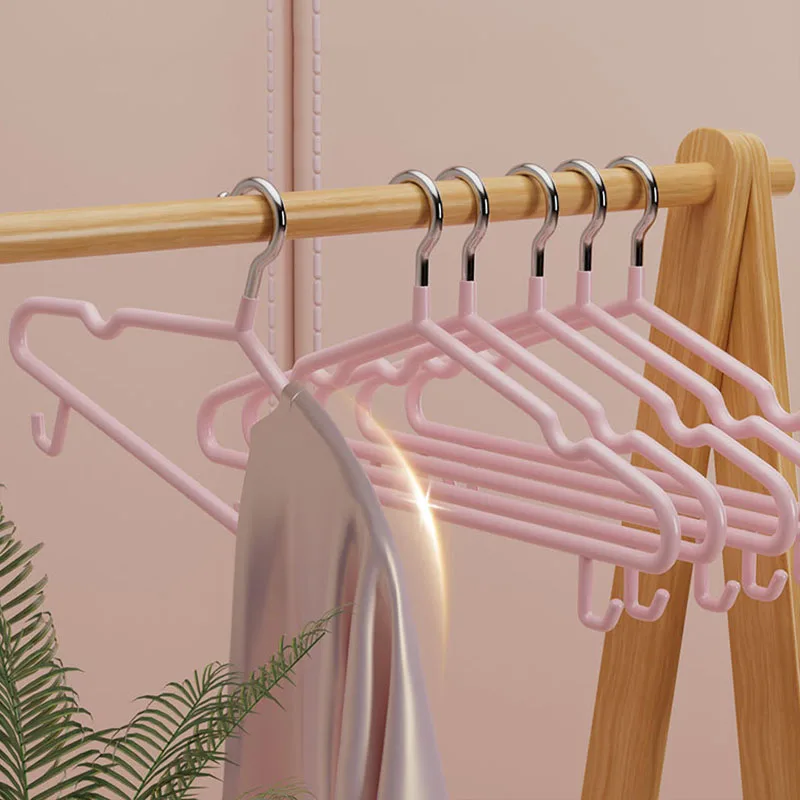 

New 10pcs Non-Slip Coated Hangers With Hooks Suit Coat Metal Hangers For Clothes No Trace Pant Hanging Hanger with Round Notches
