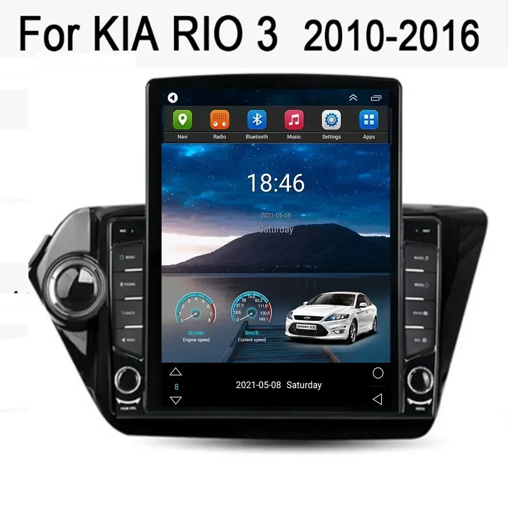 For Tesla Style 2Din Android 13 Car Radio for KIA RIO 3 2010 2011-2016 Multimedia Video Player GPS Stereo Carplay DSP RDS Camera