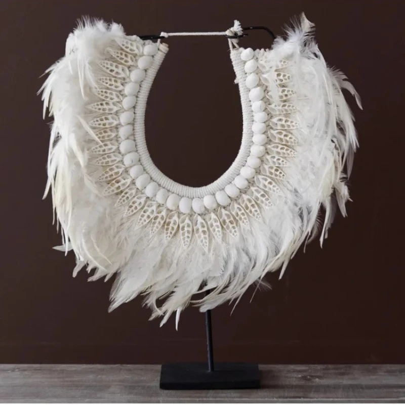 handmade shell feather white round ornament model room living room desktop decoration