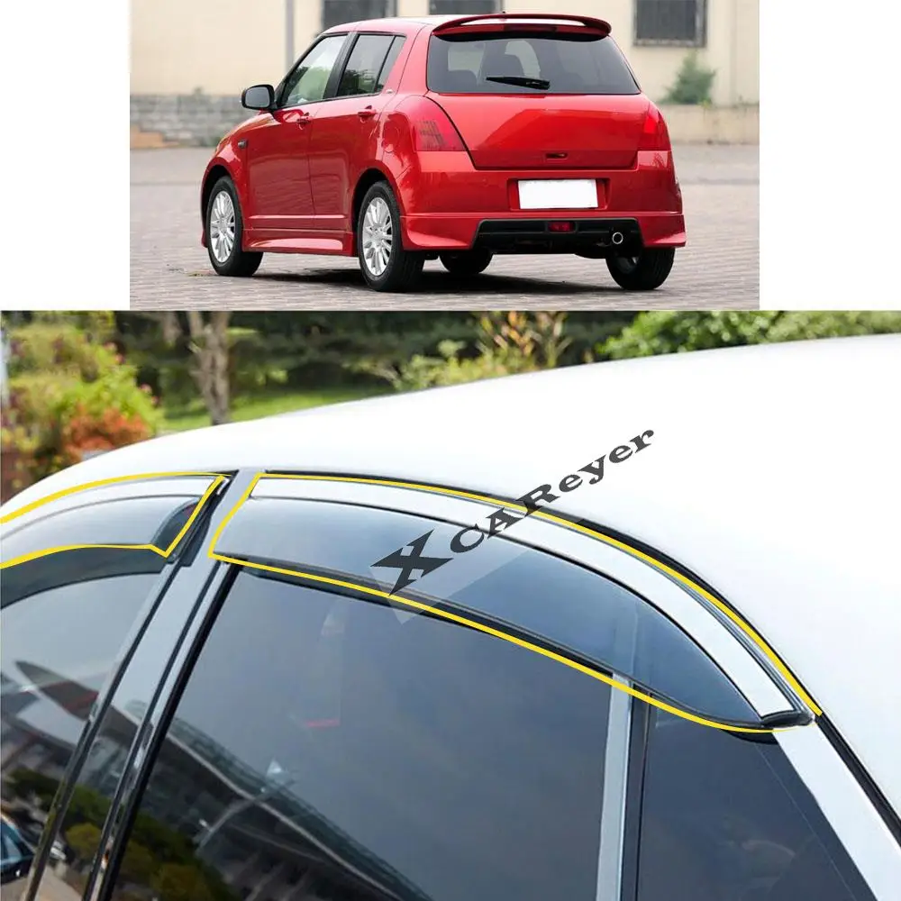 For SUZUKI Swift 2005 2006 2007 2008 2009 2010 2011 2012 Car Sticker Plastic Window Glass Wind Visor Rain/Sun Guard Vent