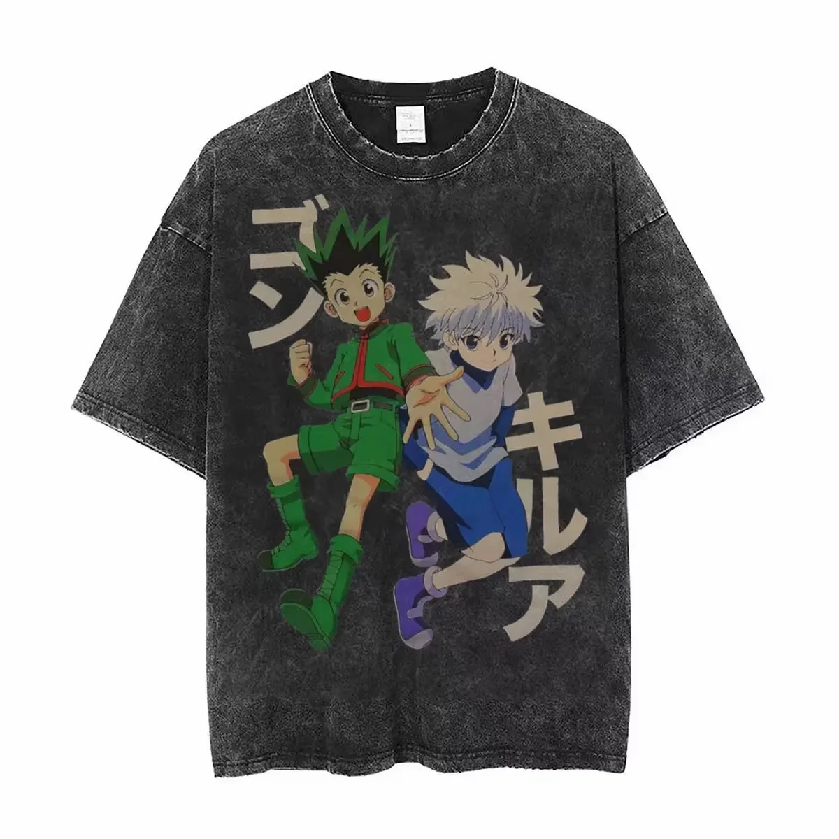 

Fashion New Hot Y2K Anime Full-time Hunter X Hunter Retro Do Old Summer Cotton Wash Short Sleeve T-shirt Men and Women