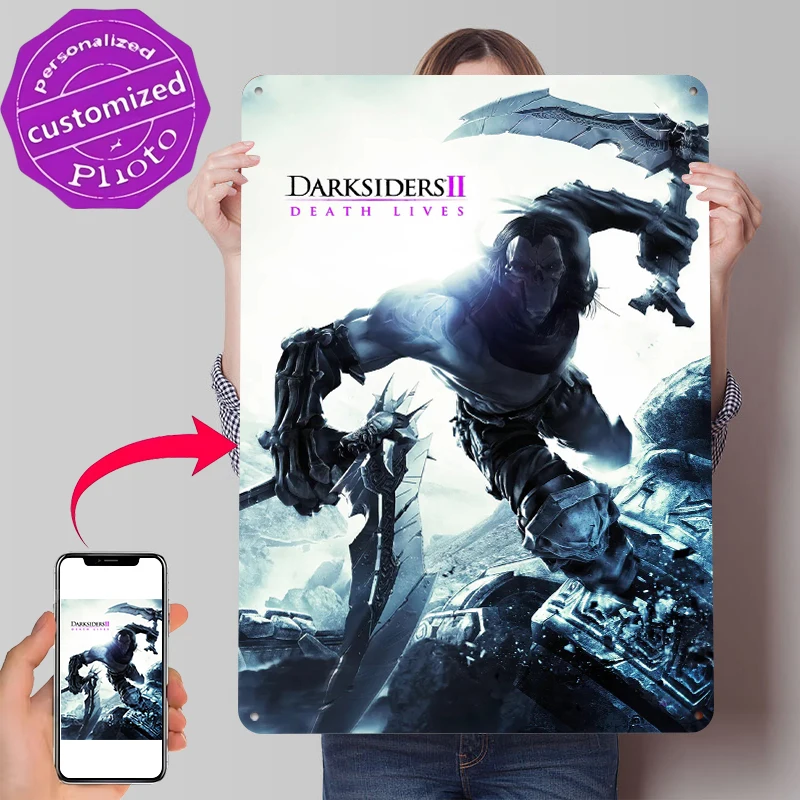 Darksiders II Death Lives Metal Poster Customized Wall Art Retro Vintage Tinplate Signs for Decoration Living Room Accessories