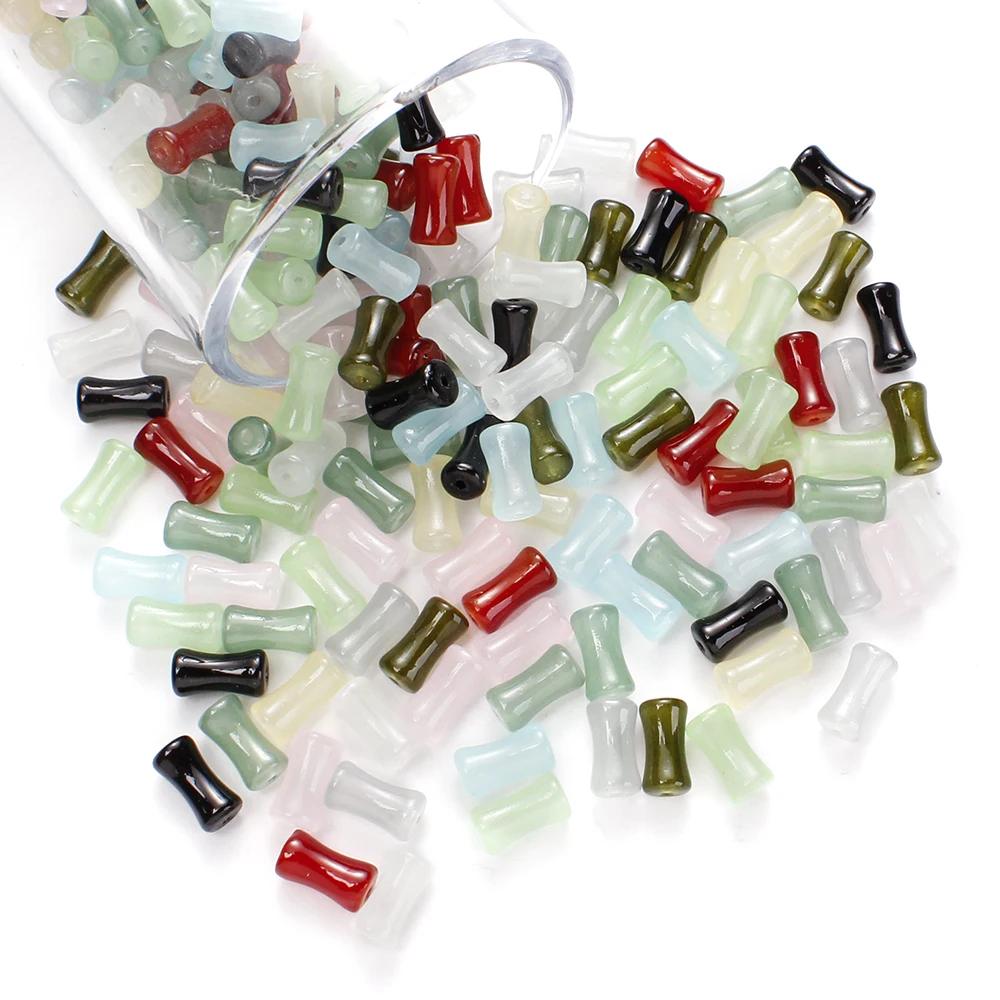 50 Stück 12x6mm Glasperlen in verschiedenen Farben, säulenförmige, röhrenförmige lose Perlen, bambusförmige Abstandshalterperlen für DIY-Schmuckherstellung, Armbänder – Detail 4