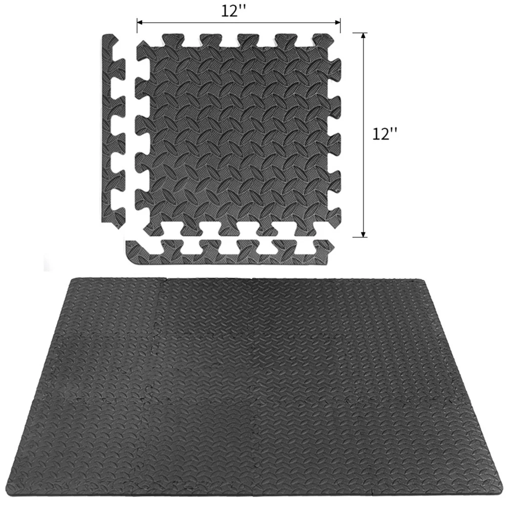 6pcs Gym Flooring Mats Leaf Grain Pattern Interlocking Exercise Floor Pad For Yoga Room Home Gym Eva Puzzle Mat Non-Slip