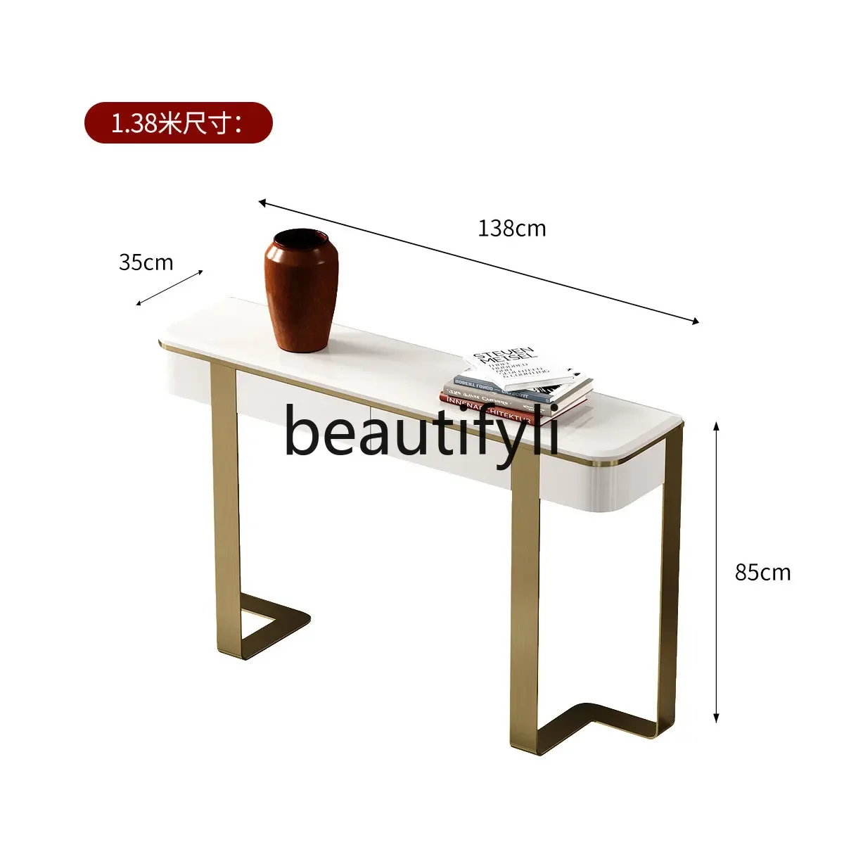 Light luxury entrance cabinet, villa entrance table against the wall, designer Italian minimalist entrance table  R