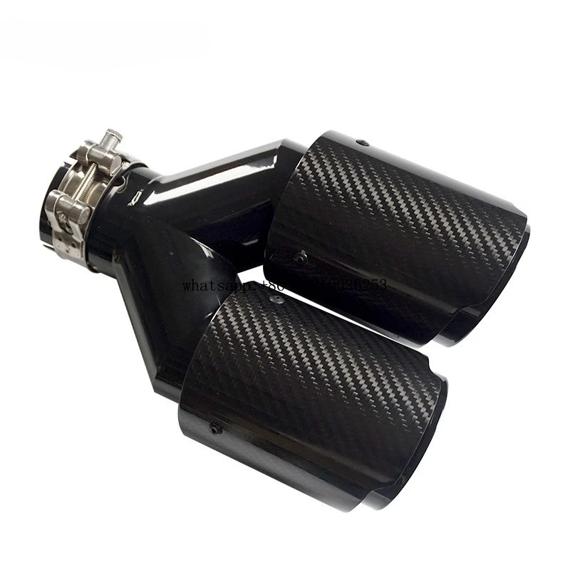 

Y Shape Double Exit Exhaust Pipe Carbon Fiber Nozzle For Muffler Tuning Car Universal For Car Exhaust Tip Stainless Black