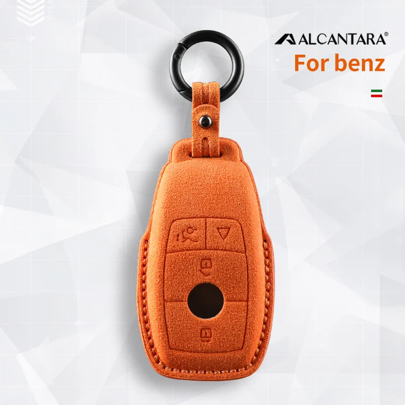 

Alcantara High-quality Car Remote Key Case Cover Shell For Mercedes Benz C200L E300L S320 S350LS500l AMG GLC 4buttons Keychain