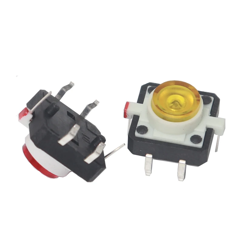 【10-5PCS】12X12X7.3 Tactile Push Button Switch Momentary Tact LED 5 Color 12X12X7.3mm 12*12*7.3mm DC12V 50mA