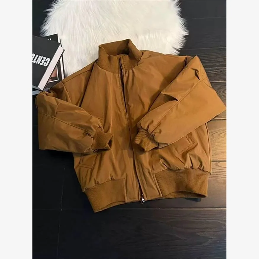 معطف رجالي شتوي من American Sle Bomber Jaet بياقة واقفة دافئة من القطن معطف بيسبول ort Ape ملابس خارجية