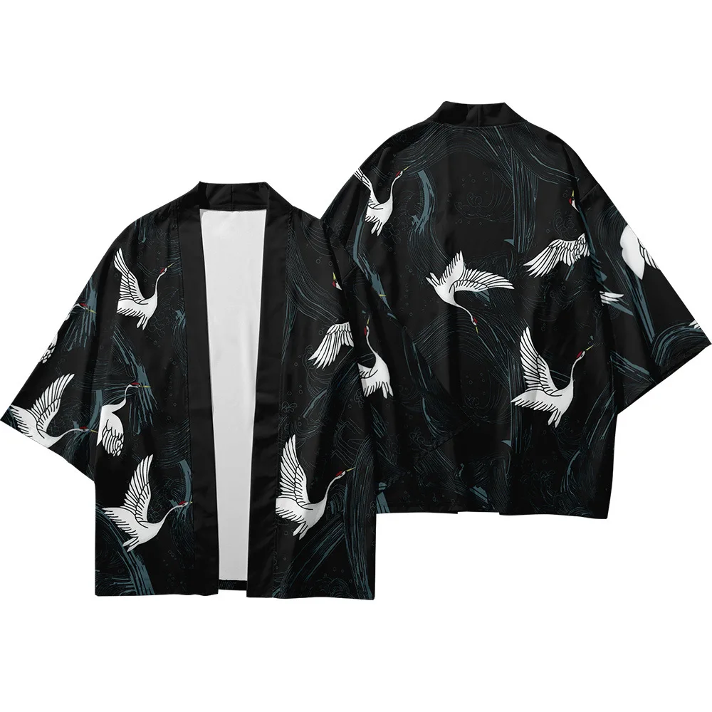 Plus Size 6XL 5XL 4XL Loose Japanese Black White Robe Cardigan Women Men Harajuku Kimono Samurai Cosplay Blouse Yukata Clothing