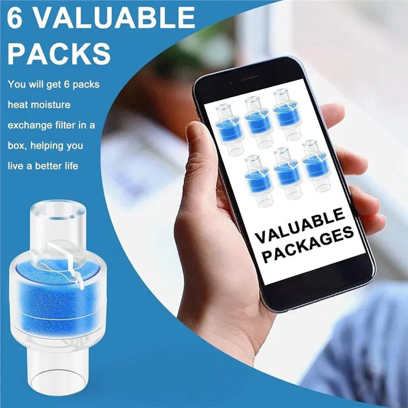 【24H SALE】For HME Z1, Z2 Heat Moisture Exchange Filter Replacement 6-Pack 22Mm Tubing Humidification Solution Fit