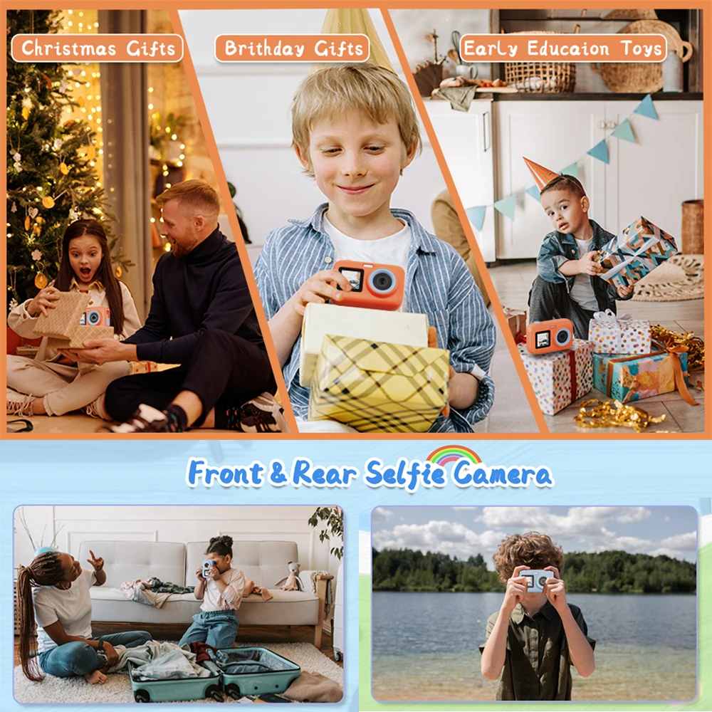 SJCAM FunCam+ Educational Toddler Toy Camera Kids Birthday Gift 1080P Dual Screen DIY Digital Photography DV