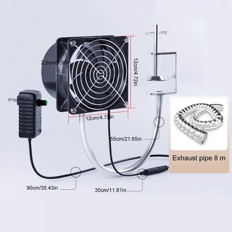 Tragbarer 12-V-Lötrauchabsorberventilator mit Luftstromeinstellung und Belüftungsrohr 87HA