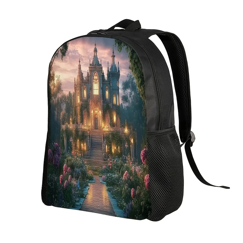

N/A Gothic Palace Backpack - Large Capacity School, Travel, Everyday Backpack with Adjustable Straps, Zip Closure