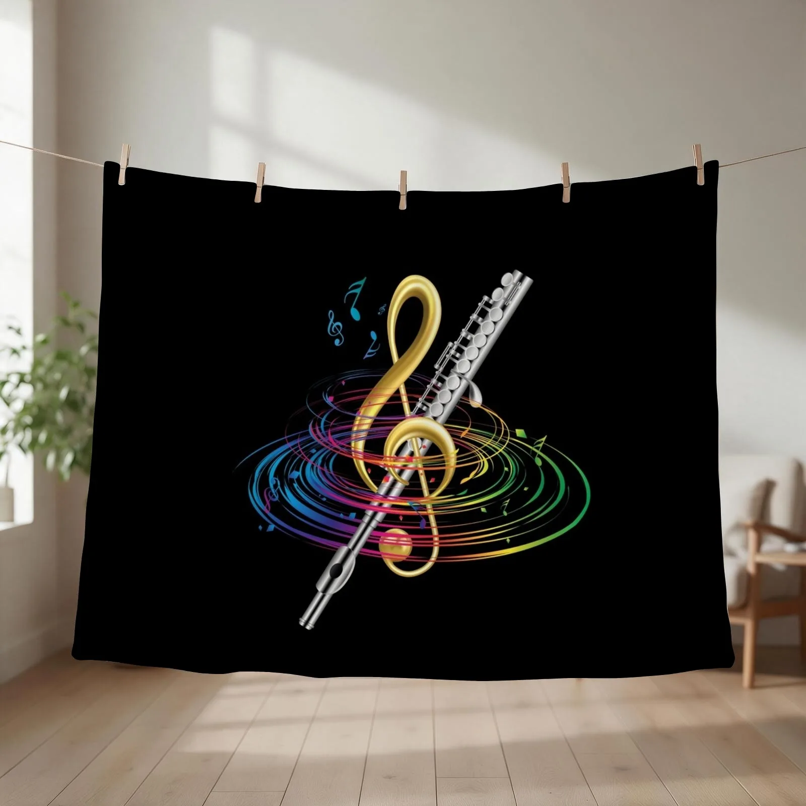 Flutist Vintage Flute Throw Blanket Luxury St cosplay anime Warm Bed covers Blankets