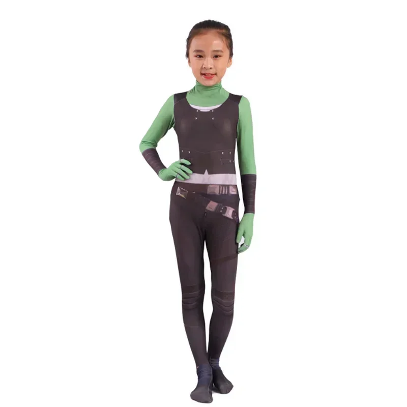 SN60 Adult Kids Gamora Cosplay Costume Guardians Of The Galaxy Suit Bodysuit Hero Jumpsuit Cosplay Halloween Kid Girl Party 1 @