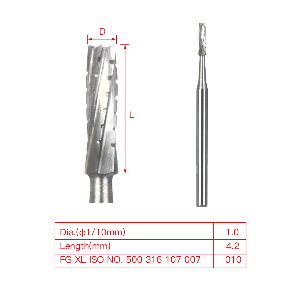 AZDENT Dental Chirurgische Hartmetallbohrer 25 mm Bohrer FGXL 4/6/8/557 Polierbohrer für Hochgeschwindigkeitshandstück Zahnmedizinwerkzeug – Detail 13