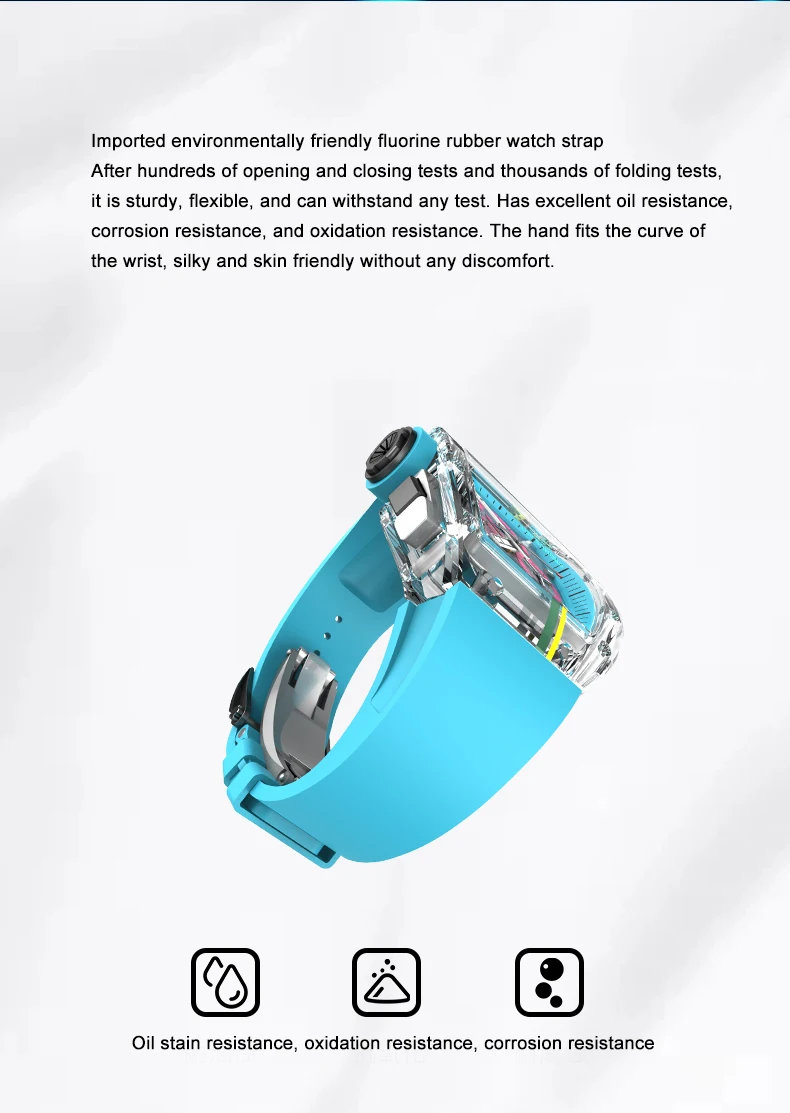 CRONUSART Orologio cronografo da uomo 50MM Tonneau Orologio da polso meccanico Cassa in zaffiro Cinturino in gomma fluorurata luminosa Grandi finestre triple