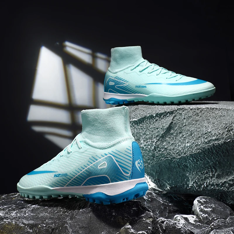 Professional Soccer Shoes TF Broken Nail Teenagers Durable Looking HighTops Training Shoes Adult Outdoors Non Slip FootballShoes