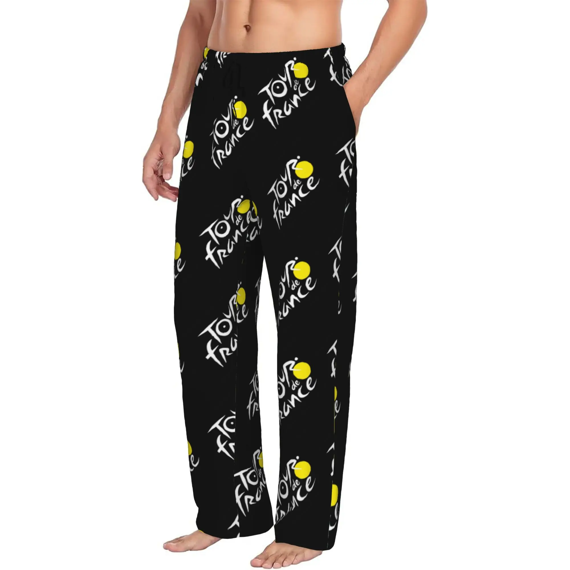 Custom Printed Men's France TDF Tour  Pajama Pants  Sleepwear Sleep Lounge Bottoms with Pockets