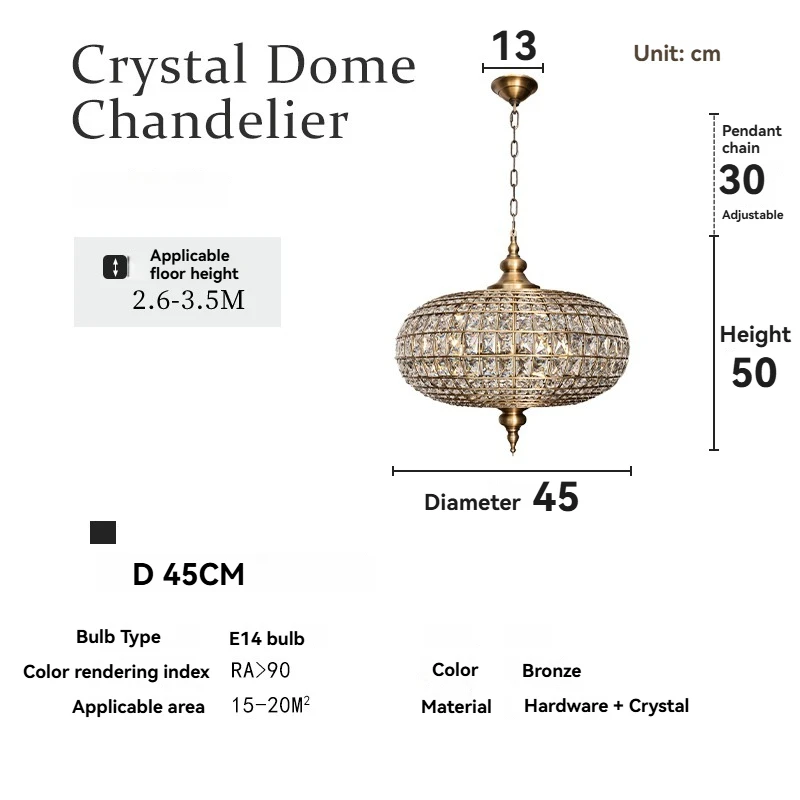 Amerikaanse ovale kristallen kroonluchter Vintage koperen licht voor woonkamer slaapkamer villa eetkamer woondecoratie hanglamp