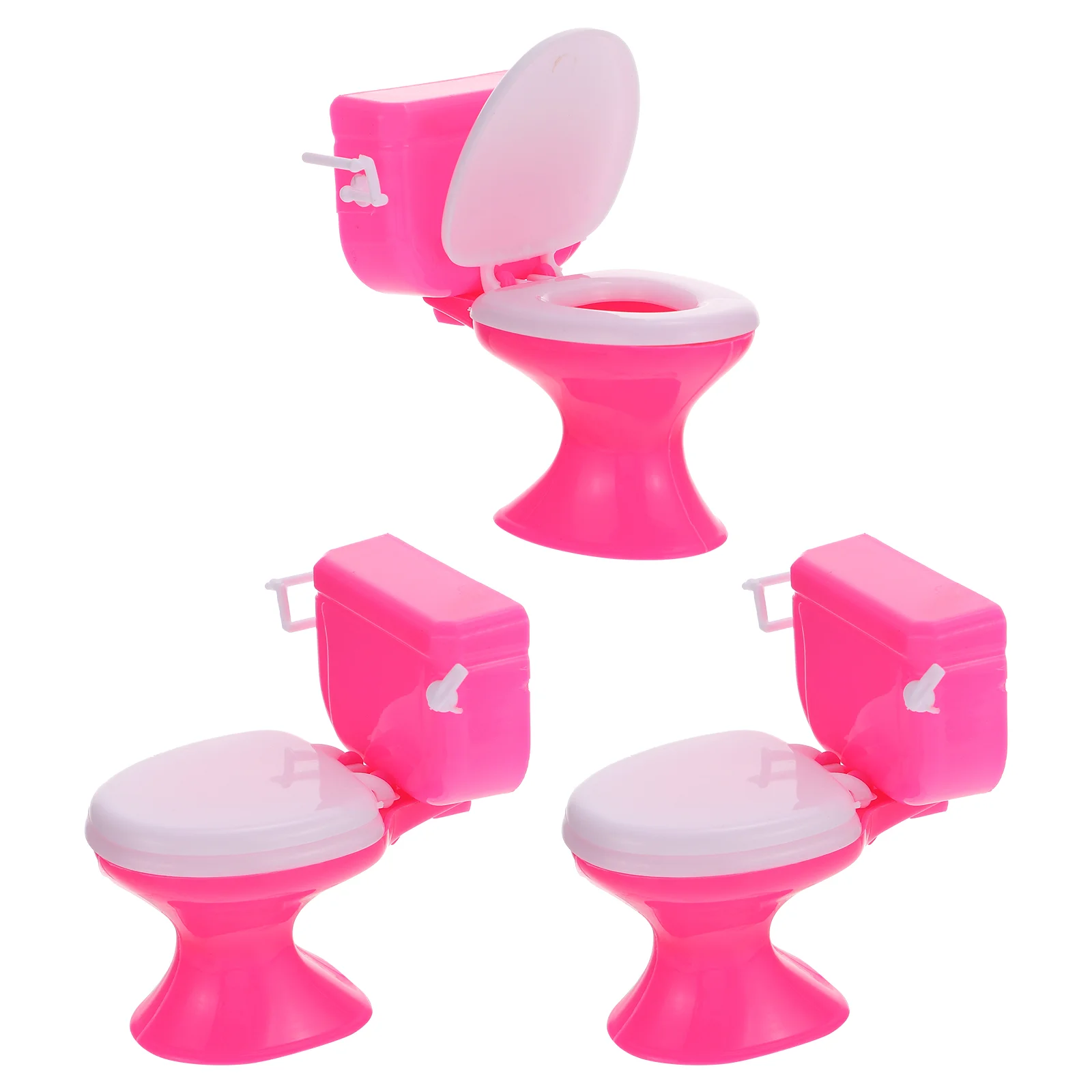 

3 Pcs Toy Dollhouse Toilet Baby Girl Toys Cake Topper Plastic Miniature Accessories