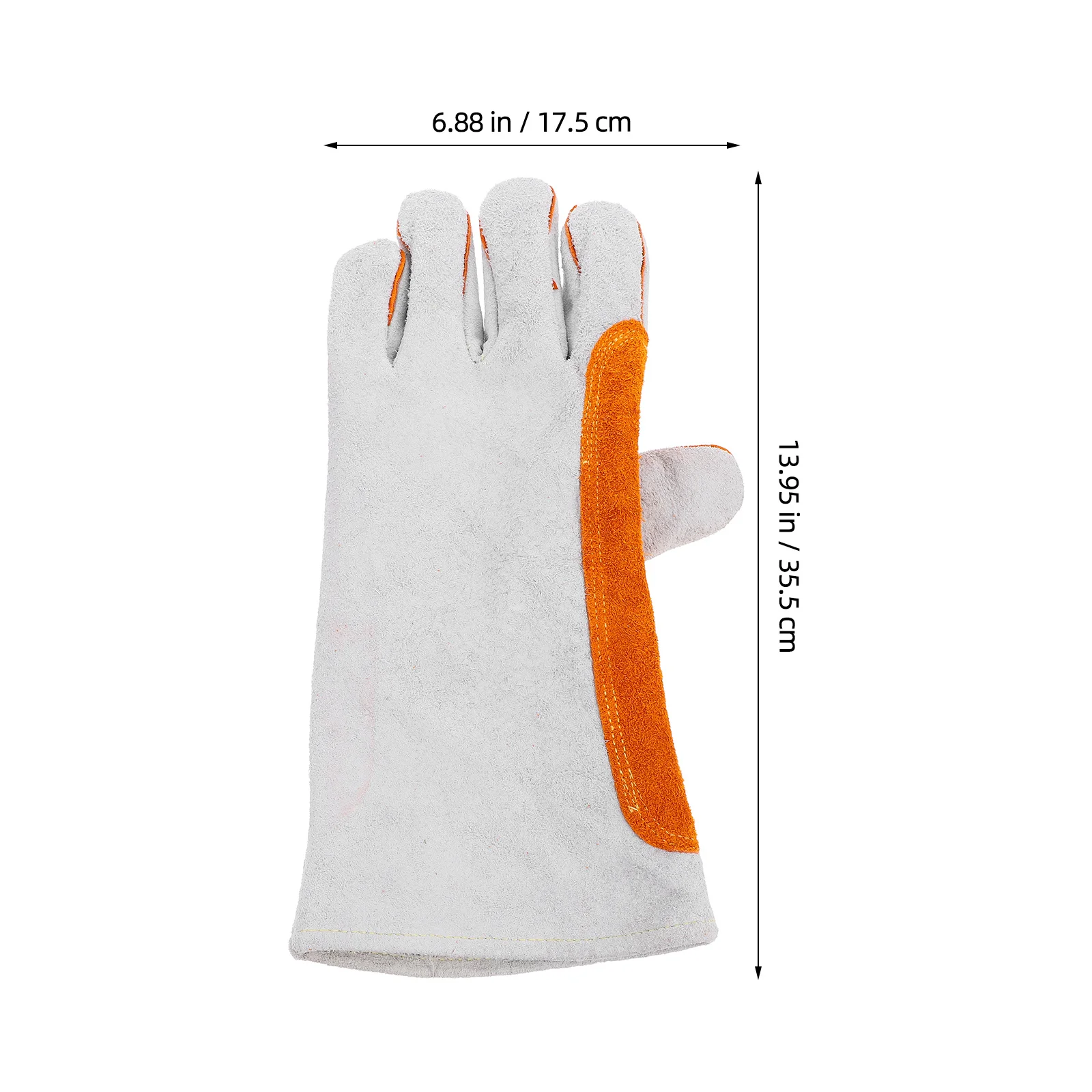 1 زوج قفازات لحام طويلة الثقيلة واقية والعتاد مقاومة للحرارة جلد البقر لالشرارة ترشيش درع الصناعية #5
