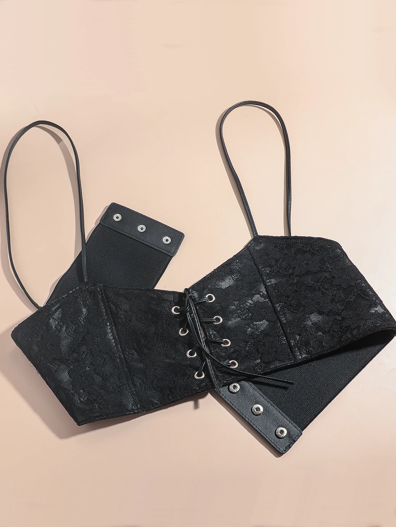 Women's Decorative Wide Elastic Waist Cincher Belt with Rose Lace - Black, Stylish for Matching Dresses, Suits & Coats