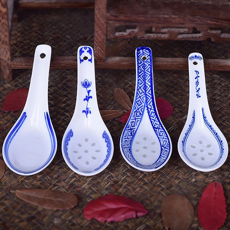 Ceramic Spoon Multi-Function Chinese Style Scoop Porridge Spoon Tableware Soup Spoon For Home Restaurant Stirring Spoon