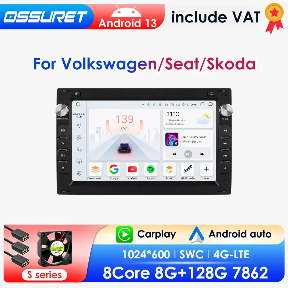 2din Carplay android Auto Radio per VW Golf 4 Passat POLO Transport T5 Multivan Seat Jetta Car Multimedia GPS autoradio 7862