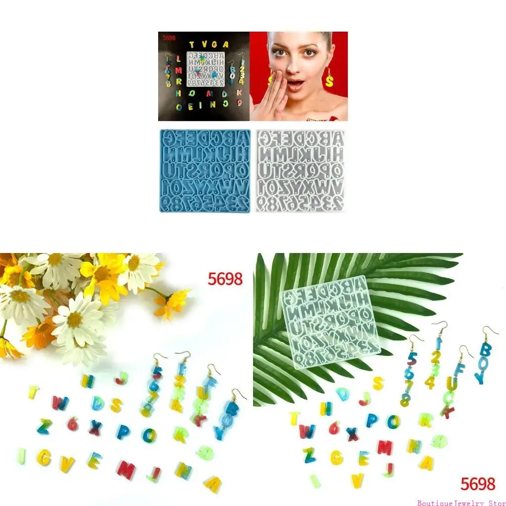 E1PE Handmade Letter Number Eardrops Mold DIY Crafts UV Crystal Resin Epoxy Mold