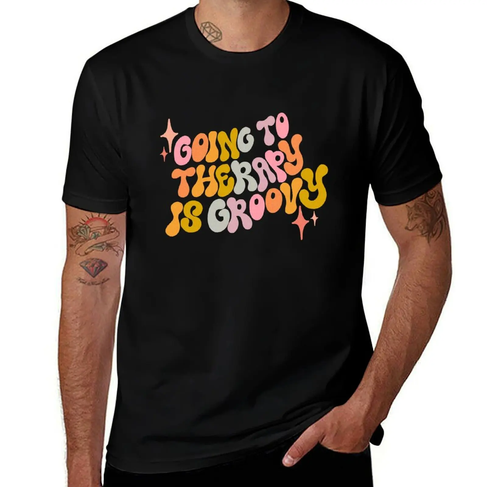 

bubble man cotton to t-shirt is for Going 70s therapy - T-Shirt letters groovy plain package T-Shirt black
