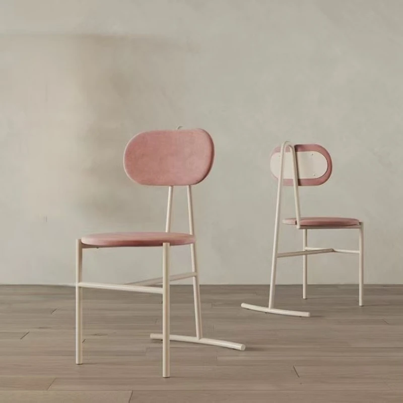

Modern Simple Metal Back Dining Chair Armless Dining Chair