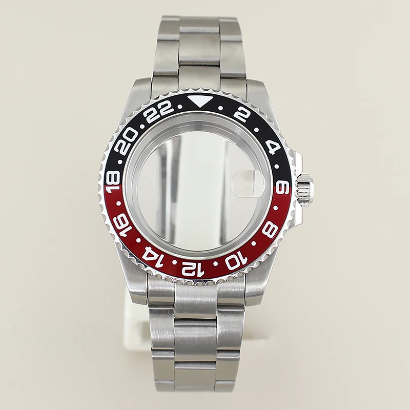 NH35 40mm GMT Blue Red Ceramic Insert Watch Case Bracelet For Seiko nh34 nh35 nh36 nh38 Miyota 8215 ETA2824 Movement 28.5mm Dial