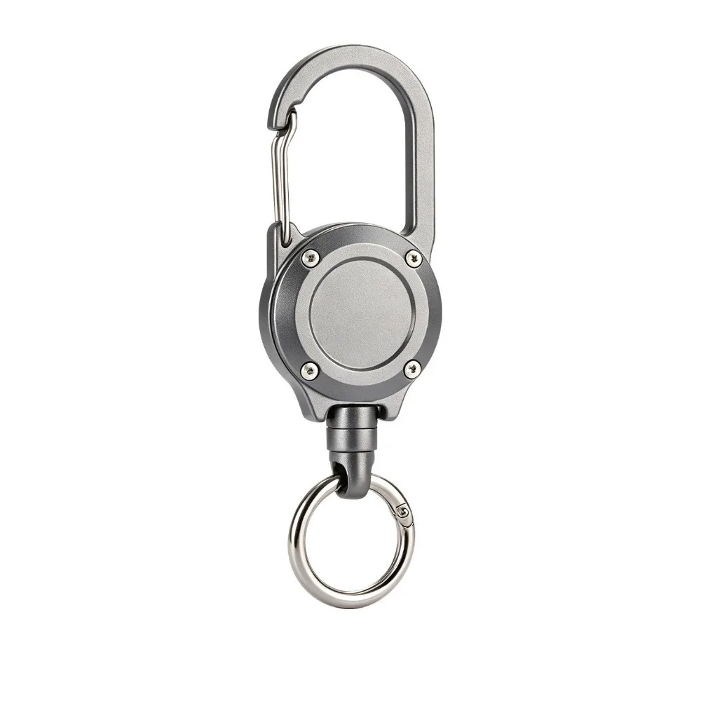 Aluminum Alloy Retractable Keychain Heavy Duty Steel Cable Retractable Key Chain Portable Wire Rope Retractable Key Clip Camping