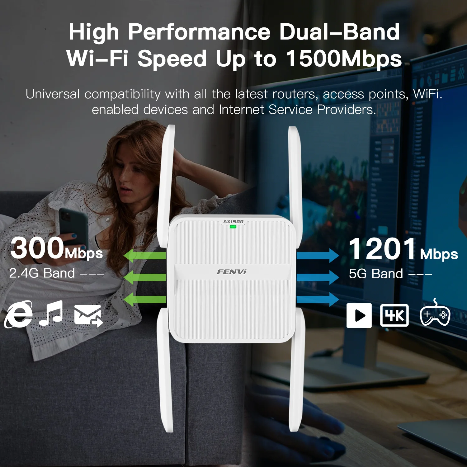 1500Mbps Wireless WiFi Repeater 5G WiFi Repeater Communication Amplifier Signal 2.4Ghz 5G AP Router Wifi Extender Booster