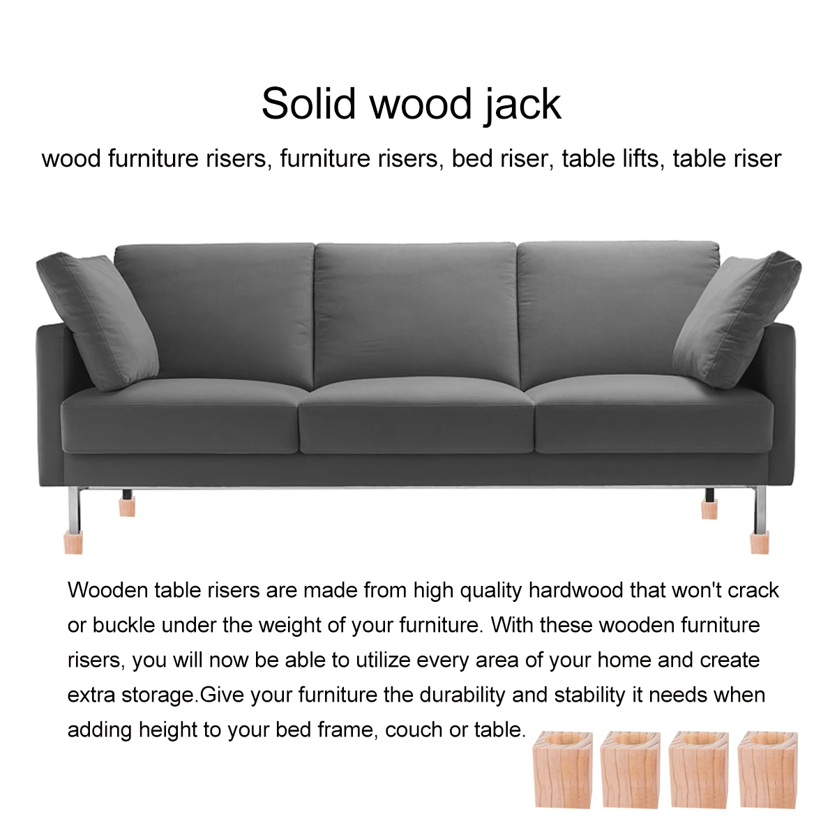 

Solid Table Riser Lifters 5Cm Height Increase Pine Wood niture Legs Floor Protector Bed Riser Wood niture