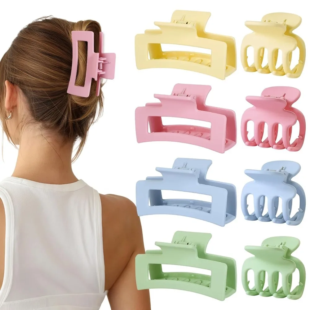 

8Pcs Medium Hair Clips for Women Small Claw Clips Combination of Rectangle And Banana Styles for Thin to Thick Hair