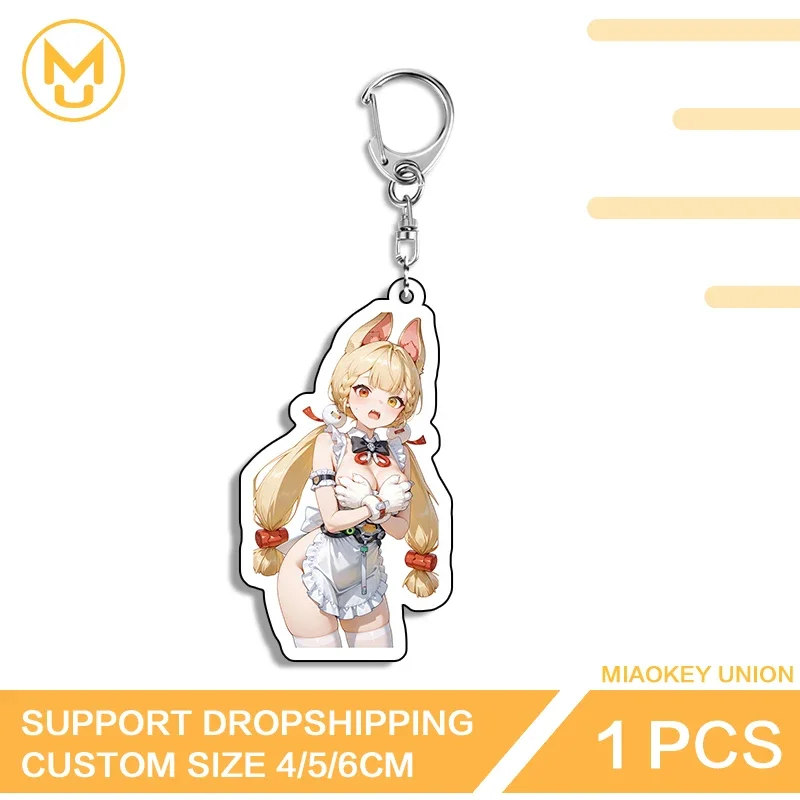 Alluring Maid Alice Zenless Zone Zero Keyring Charming Big Boobs 2D Game Waifu Key Chains Versatile Fashionable Accessories