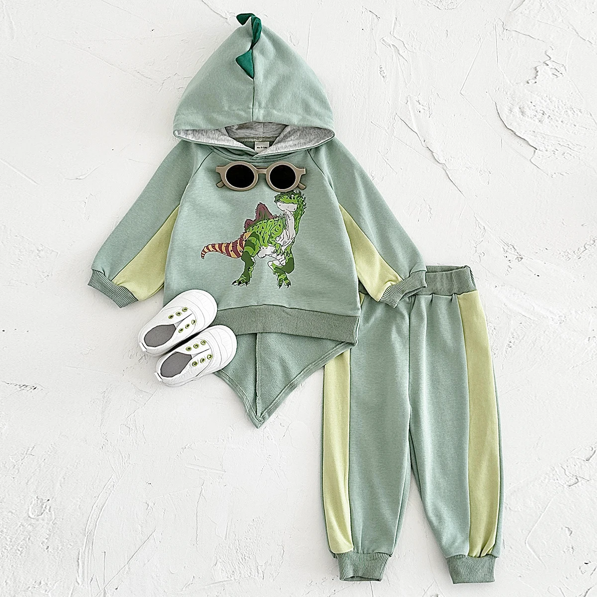 2024 Newborn Baby Little Dinosaur Clothes Sets New Autumn Cartoon Triangle Tail Hoodie Pants Infant Toddler 0-3Y Baby Boys Girls