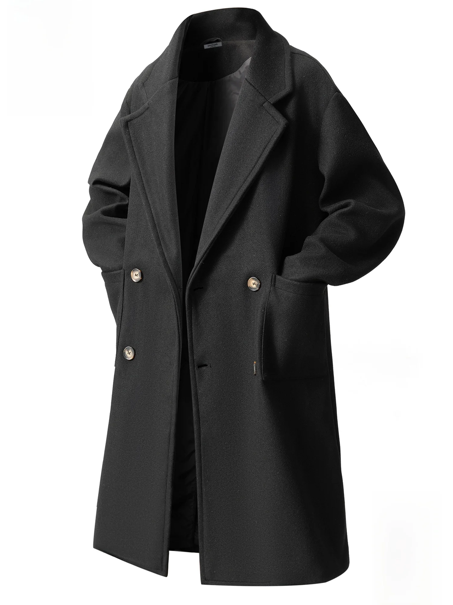 

PaulFrank American Simple Sle Men's Long Coat Autumn Winter Loose Warm Woolen Jaet Youth Faion Classic Double-Breasted ...